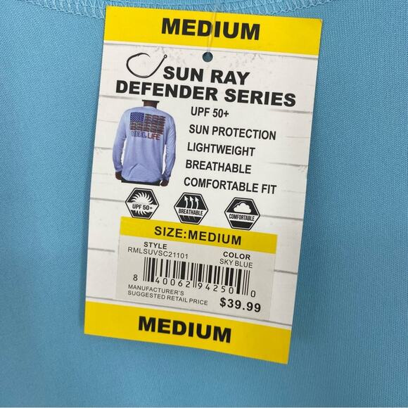 Reel Life Men’s Shirt U.S.A. Flag Graphic Outdoor Fishing Summer River UPF+50 M - Picture 4 of 8